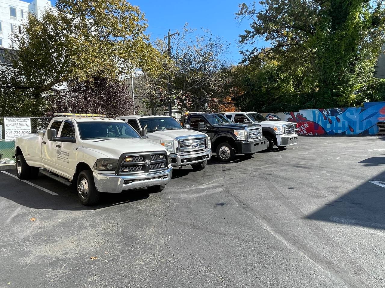 Trucks on parking